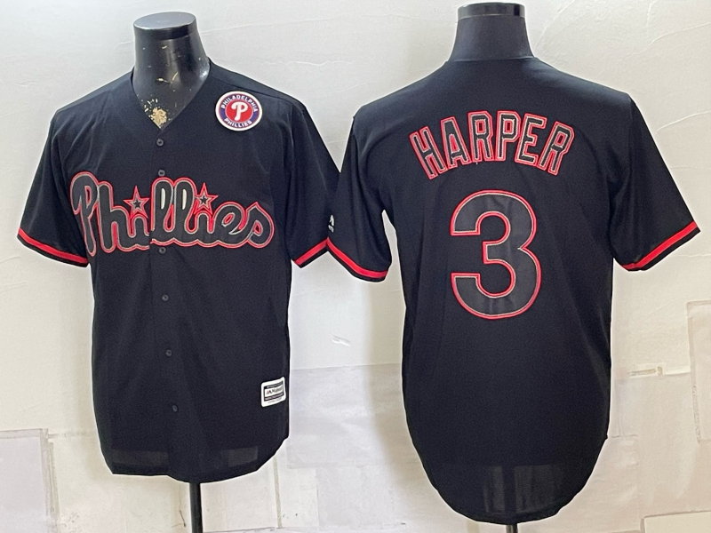 Men 2026 Philadelphia Phillies #3 Harper black Game Nike MLB Jers6->seattle seahawks->NFL Jersey